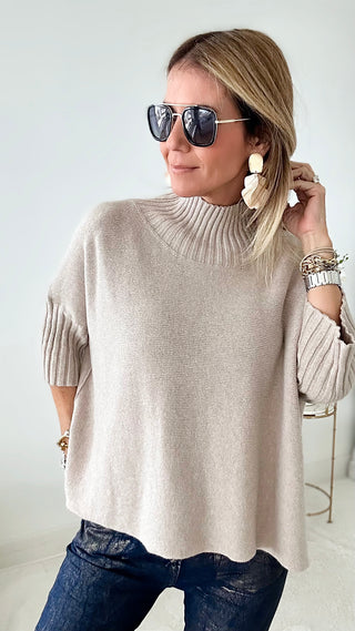 Break Free Italian Sweater Top - Sand-140 Sweaters-Italianissimo-Coastal Bloom Boutique, find the trendiest versions of the popular styles and looks Located in Indialantic, FL