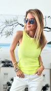 Sunburst Glow Italian Tank - Neon Yellow-100 Sleeveless Tops-Italianissimo-Coastal Bloom Boutique, find the trendiest versions of the popular styles and looks Located in Indialantic, FL