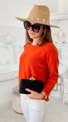 Soho Italian Boatneck Pullover - Orange-140 Sweaters-Yolly-Coastal Bloom Boutique, find the trendiest versions of the popular styles and looks Located in Indialantic, FL