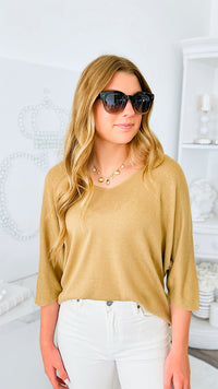 Sundays Ribbed Italian Top - Light Camel-130 Long Sleeve Tops-Italianissimo-Coastal Bloom Boutique, find the trendiest versions of the popular styles and looks Located in Indialantic, FL
