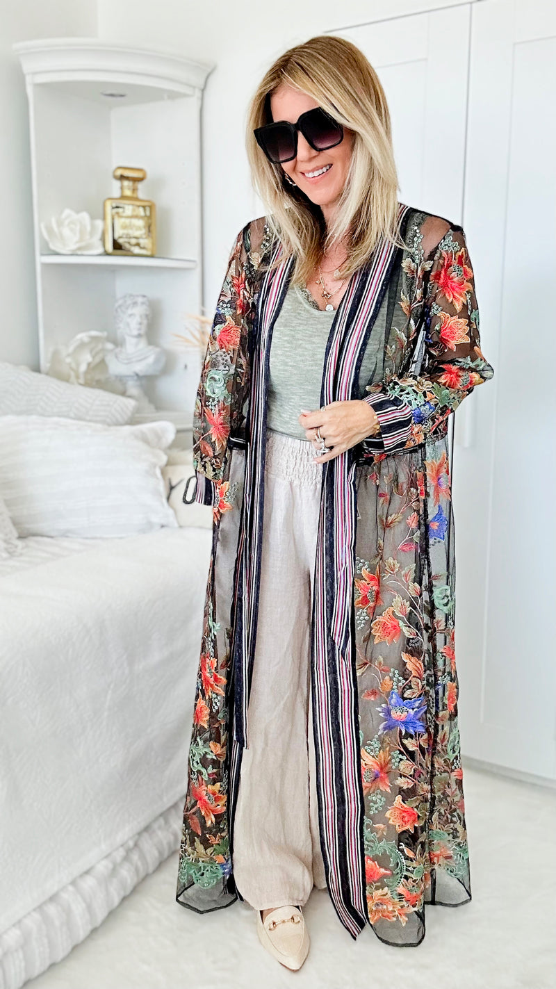 Breathtaking Embroidered Kimono-150 Cardigans/Layers-Aratta-Coastal Bloom Boutique, find the trendiest versions of the popular styles and looks Located in Indialantic, FL