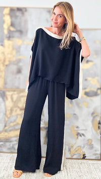 Contrast Band Blouse Pant - Black-170 Bottoms-TYCHE-Coastal Bloom Boutique, find the trendiest versions of the popular styles and looks Located in Indialantic, FL