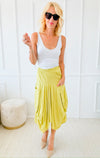 Buffy Cotton Pocketed Italian Skirt - Lime-170 Bottoms-Tempo-Coastal Bloom Boutique, find the trendiest versions of the popular styles and looks Located in Indialantic, FL