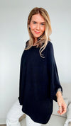 Casual Radiance Italian Knit Pullover - Black-140 Sweaters-Italianissimo-Coastal Bloom Boutique, find the trendiest versions of the popular styles and looks Located in Indialantic, FL