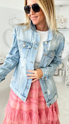 Fashion Tour Distressed Denim Jacket-160 Jackets-American Bazi-Coastal Bloom Boutique, find the trendiest versions of the popular styles and looks Located in Indialantic, FL