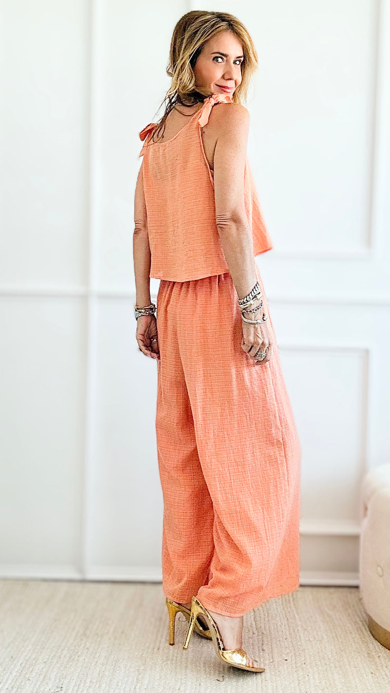 Textured Top & Pant Set - Apricot-210 Loungewear/sets-HYFVE-Coastal Bloom Boutique, find the trendiest versions of the popular styles and looks Located in Indialantic, FL