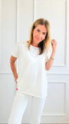 Easy Breezy Italian tee - Off White-110 Short Sleeve Tops-Italianissimo/ AZARA-Coastal Bloom Boutique, find the trendiest versions of the popular styles and looks Located in Indialantic, FL