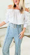Buckle High Waist Denim Pant-170 Bottoms-VALENTINE-Coastal Bloom Boutique, find the trendiest versions of the popular styles and looks Located in Indialantic, FL