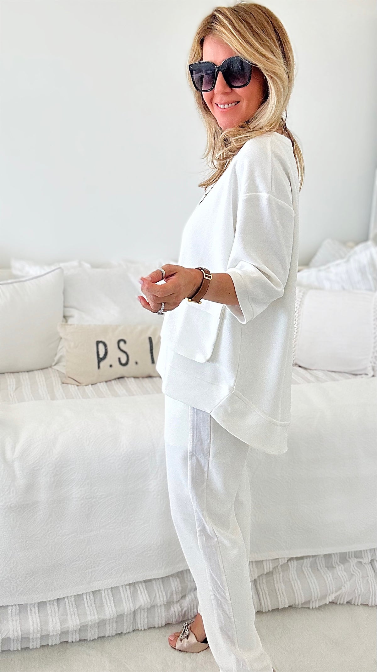 Santorini By Day High Low Cuff Pant - White-180 Joggers-Joh Apparel-Coastal Bloom Boutique, find the trendiest versions of the popular styles and looks Located in Indialantic, FL