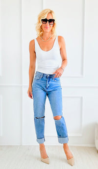 High Waisted Straight Jeans-190 Denim-Vibrant M.i.U-Coastal Bloom Boutique, find the trendiest versions of the popular styles and looks Located in Indialantic, FL