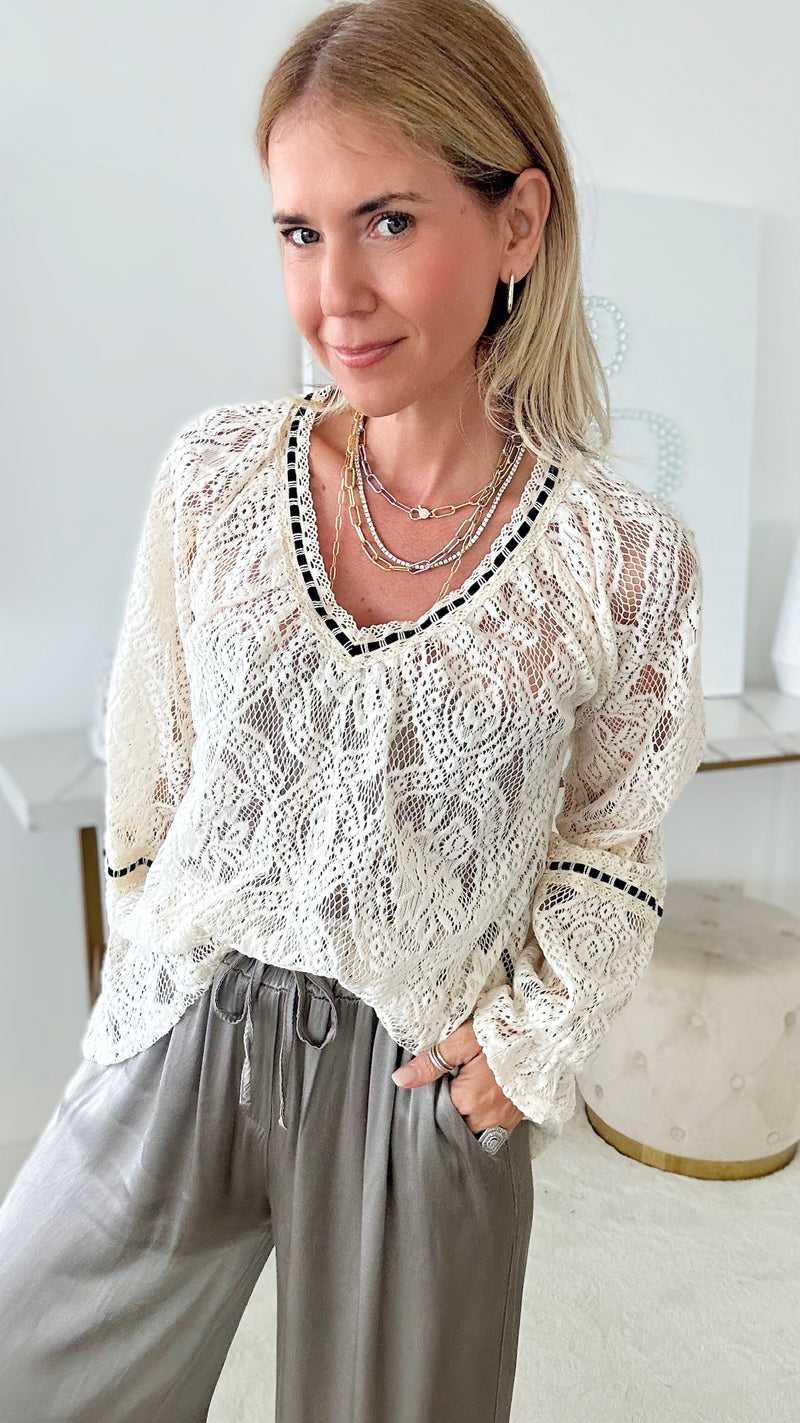 Romantic Lace Blouse-130 Long Sleeve Tops-MAZIK-Coastal Bloom Boutique, find the trendiest versions of the popular styles and looks Located in Indialantic, FL