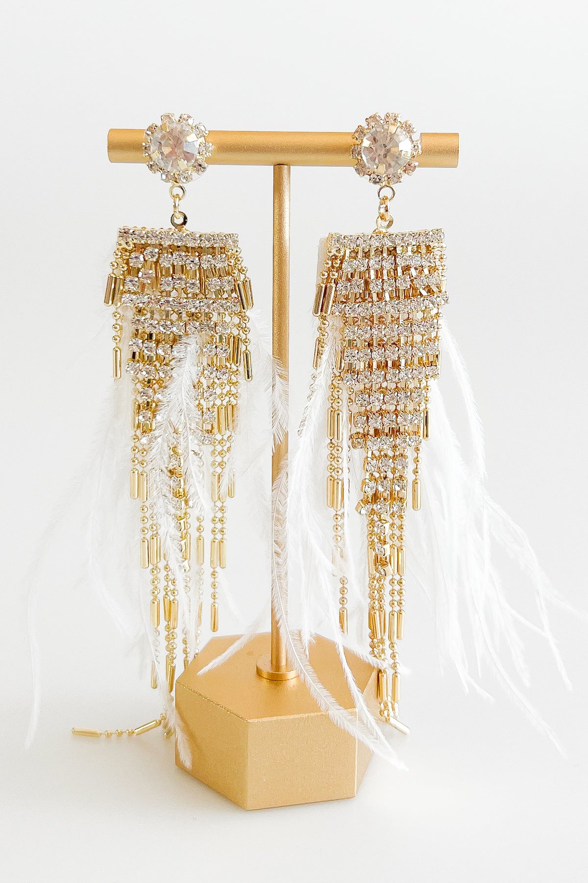 Colmar Feather Tassel Earrings-230 Jewelry-Golden Stella-Coastal Bloom Boutique, find the trendiest versions of the popular styles and looks Located in Indialantic, FL