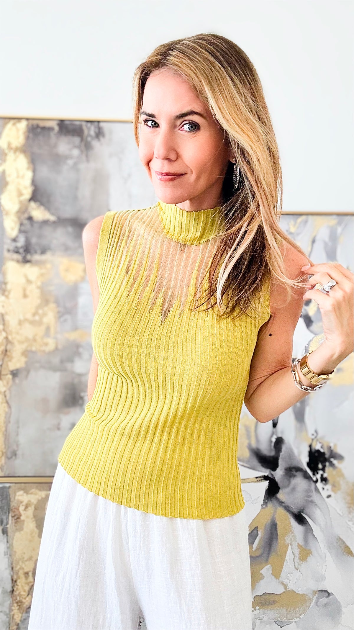 Chic Ribbed Knitted Tank Top - Lime-100 Sleeveless Tops-CBALY-Coastal Bloom Boutique, find the trendiest versions of the popular styles and looks Located in Indialantic, FL