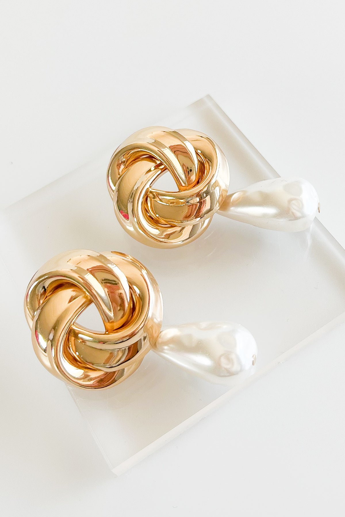 Love knot & Pearl Dangle Earrings-230 Jewelry-Golden Stella-Coastal Bloom Boutique, find the trendiest versions of the popular styles and looks Located in Indialantic, FL
