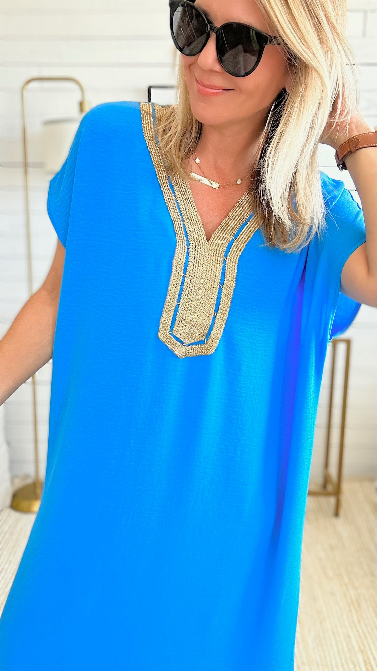 Greek Goddess Kaftan Dress - Turquoise-200 Dresses/Jumpsuits/Rompers-Venti6 Outlet-Coastal Bloom Boutique, find the trendiest versions of the popular styles and looks Located in Indialantic, FL