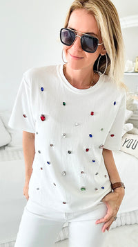 Las Vegas Tee - White-110 Short Sleeve Tops-LA' ROS-Coastal Bloom Boutique, find the trendiest versions of the popular styles and looks Located in Indialantic, FL