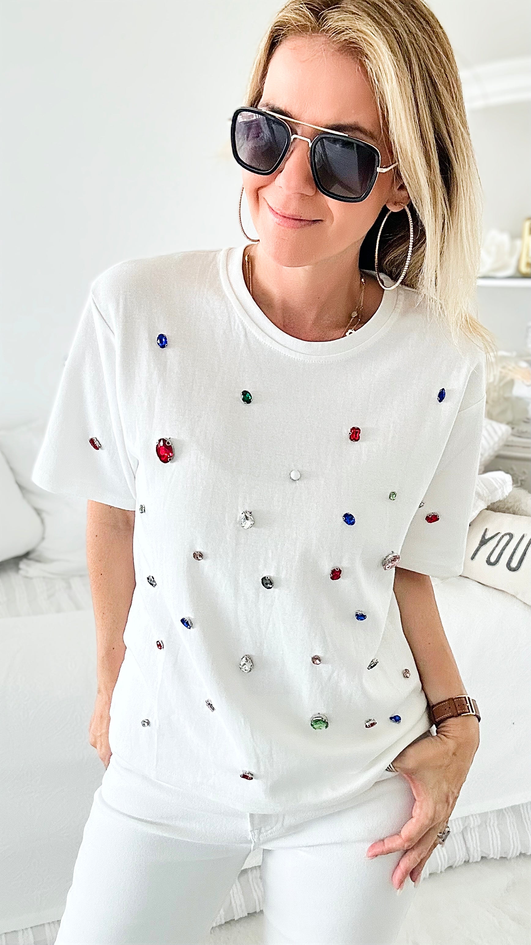 Las Vegas Tee - White-110 Short Sleeve Tops-LA' ROS-Coastal Bloom Boutique, find the trendiest versions of the popular styles and looks Located in Indialantic, FL
