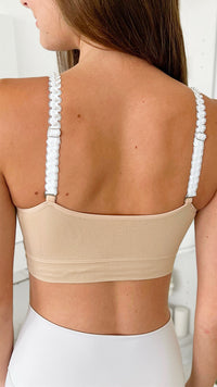 Strap Situation Bra - Nude W Pearl Lace Plunge-220 Intimates-Strap-its-Coastal Bloom Boutique, find the trendiest versions of the popular styles and looks Located in Indialantic, FL