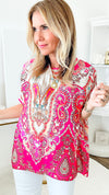 Italian Modern Boho Symmetrical Top - Fuchsia/Orange-Germany-Coastal Bloom Boutique, find the trendiest versions of the popular styles and looks Located in Indialantic, FL