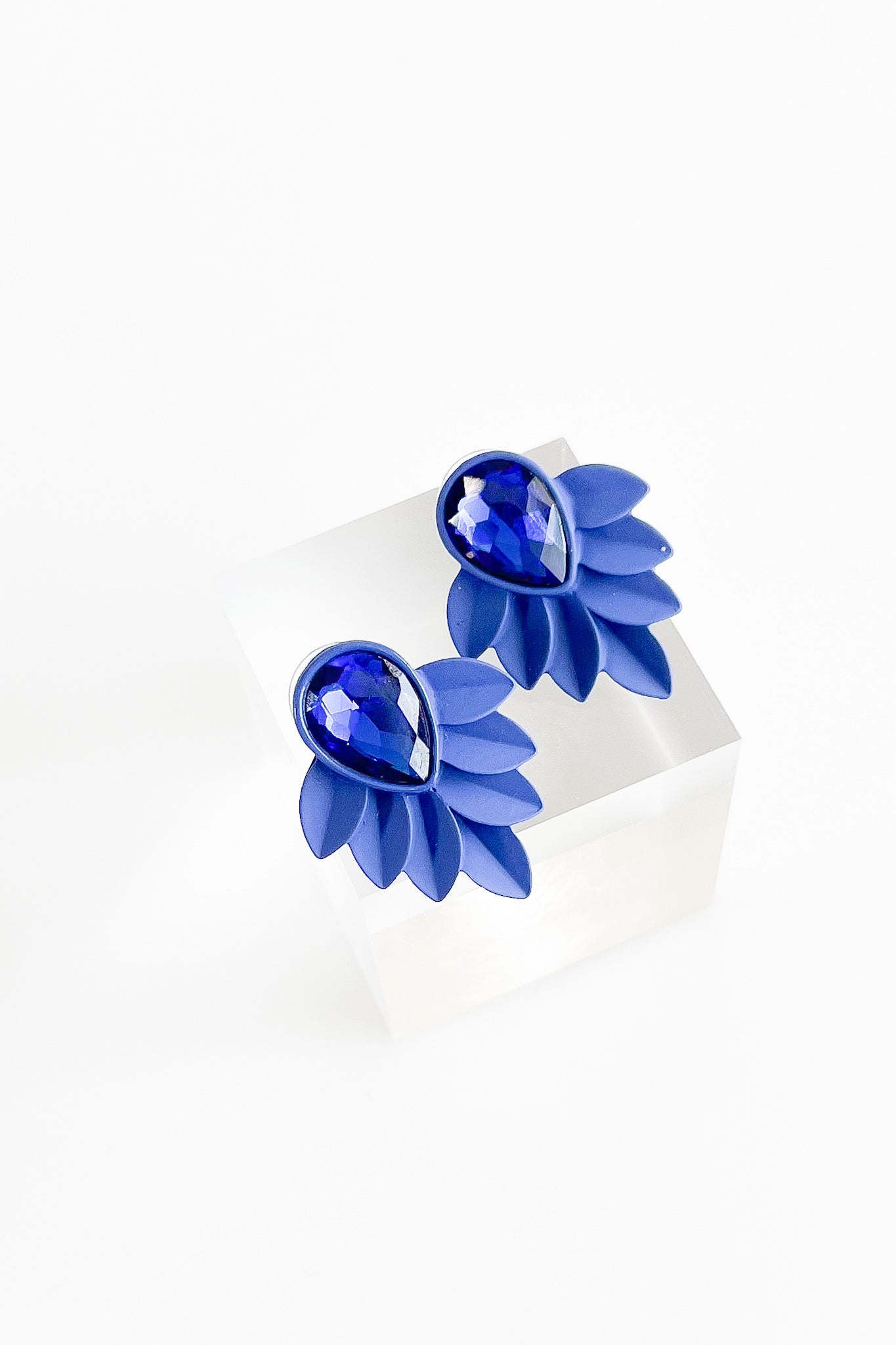 Crystal Leaf Drop Earrings - Blue-230 Jewelry-FAME ACCESSORIES-Coastal Bloom Boutique, find the trendiest versions of the popular styles and looks Located in Indialantic, FL