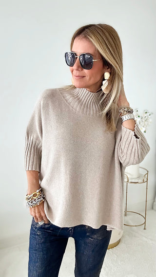 Break Free Italian Sweater Top - Sand-140 Sweaters-Italianissimo-Coastal Bloom Boutique, find the trendiest versions of the popular styles and looks Located in Indialantic, FL