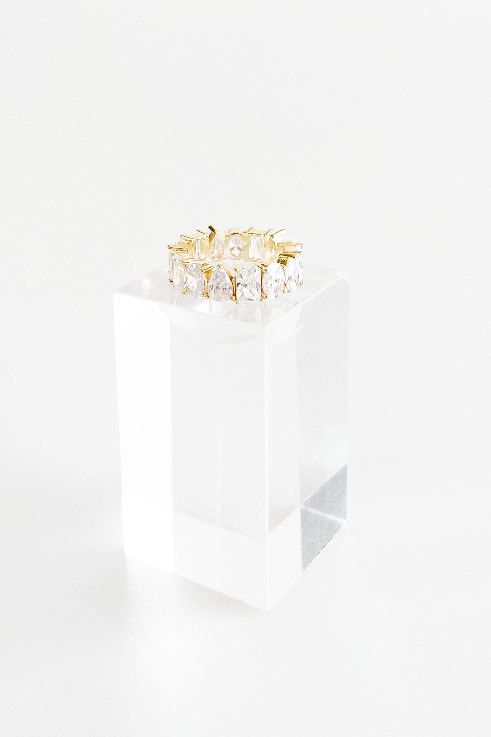Sterling Silver Eternity Emerald Pear Ring - Gold-230 Jewelry-NYC-Coastal Bloom Boutique, find the trendiest versions of the popular styles and looks Located in Indialantic, FL