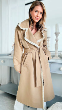 Fringe Double Breasted Trench Coat-160 Jackets-TOUCHE PRIVE-Coastal Bloom Boutique, find the trendiest versions of the popular styles and looks Located in Indialantic, FL