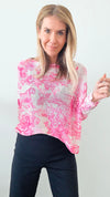 Adorable Toile Italian St Tropez Knit - Pink-140 Sweaters-Italianissimo-Coastal Bloom Boutique, find the trendiest versions of the popular styles and looks Located in Indialantic, FL