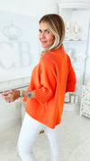 Break Free Italian Sweater Top - Orange-140 Sweaters-Italianissimo-Coastal Bloom Boutique, find the trendiest versions of the popular styles and looks Located in Indialantic, FL