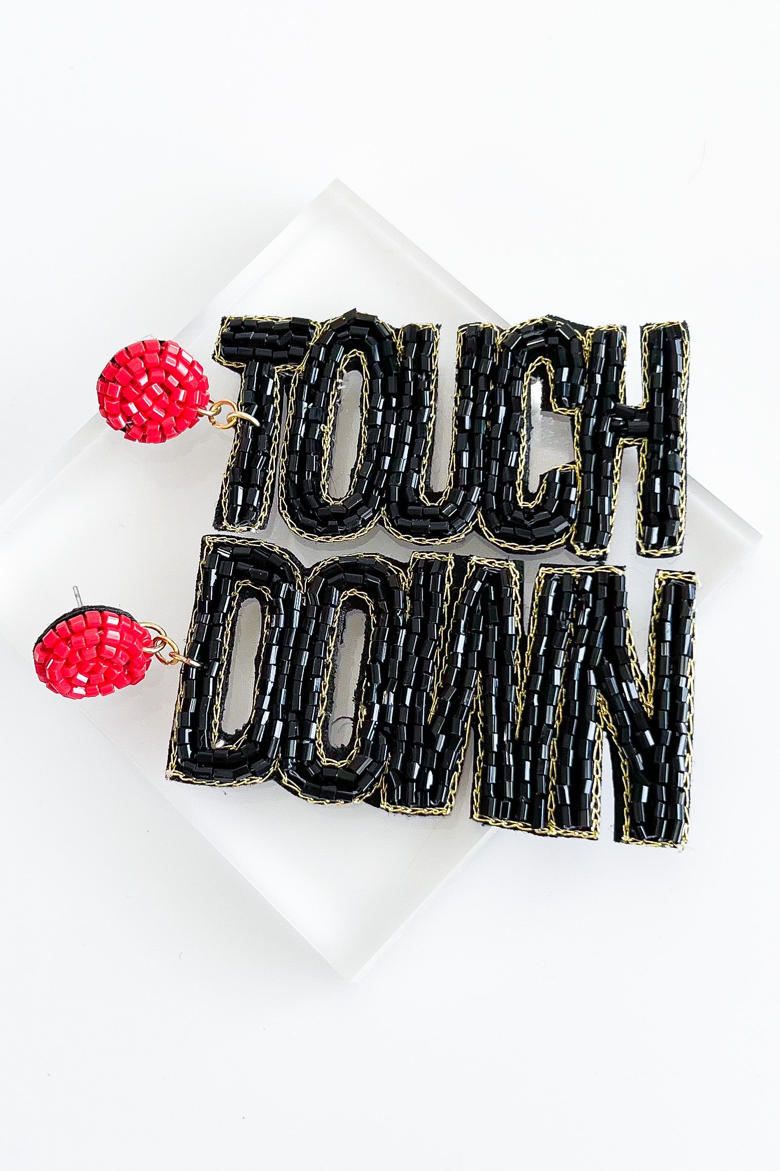 Touch D Earrings - Black/Red-230 Jewelry-Golden Stella-Coastal Bloom Boutique, find the trendiest versions of the popular styles and looks Located in Indialantic, FL