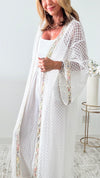 Open Embellished Knit Long Kimono - White-150 Cardigan Layers-original usa-Coastal Bloom Boutique, find the trendiest versions of the popular styles and looks Located in Indialantic, FL