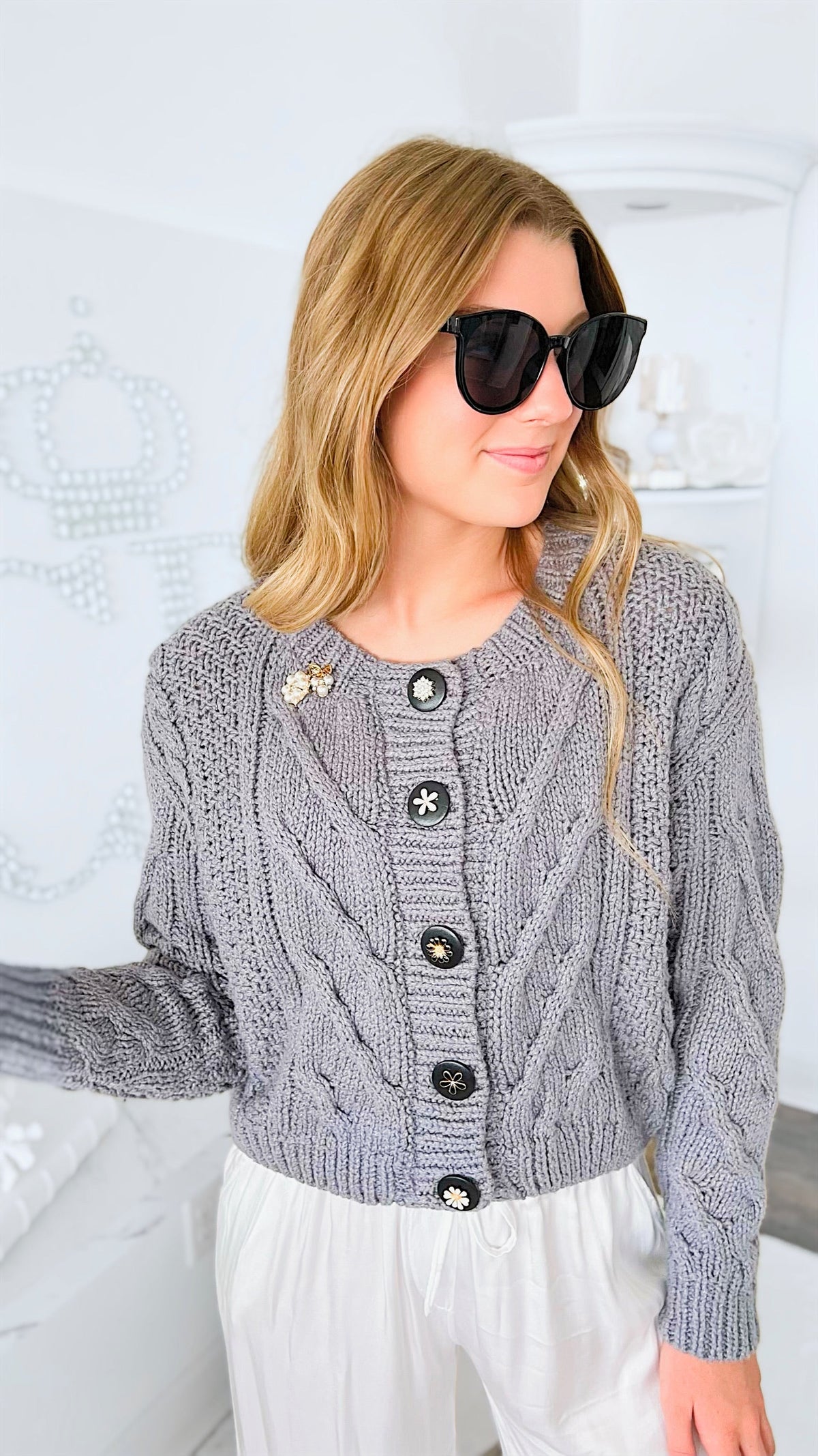 CB Exclusive Button Front Cardigan Sweater - Heather Grey-150 Cardigans/Layers-Zenana-Coastal Bloom Boutique, find the trendiest versions of the popular styles and looks Located in Indialantic, FL