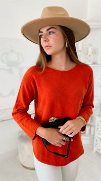 Soho Italian Boatneck Pullover - Orange-140 Sweaters-Yolly-Coastal Bloom Boutique, find the trendiest versions of the popular styles and looks Located in Indialantic, FL