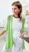 Boho Italian Crochet Cardigan - Lime-150 Cardigans/Layers-Yolly-Coastal Bloom Boutique, find the trendiest versions of the popular styles and looks Located in Indialantic, FL