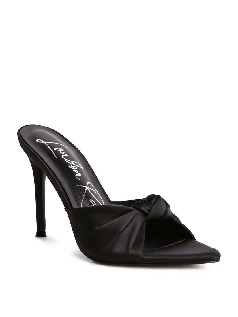 First Crush Satin Knot High Heels - Black-250 Shoes-RagCompany-Coastal Bloom Boutique, find the trendiest versions of the popular styles and looks Located in Indialantic, FL