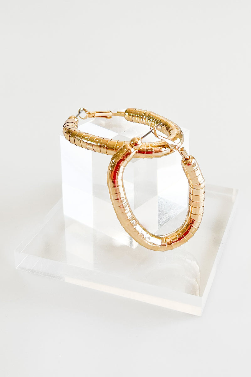 Gold Omega Oval Hoop Earrings-230 Jewelry-Golden Stella-Coastal Bloom Boutique, find the trendiest versions of the popular styles and looks Located in Indialantic, FL