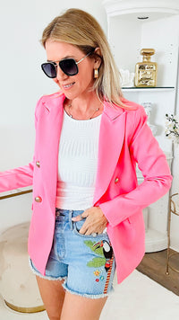 Taking Calls Blazer - Pink-160 Jackets-High MJ-Coastal Bloom Boutique, find the trendiest versions of the popular styles and looks Located in Indialantic, FL
