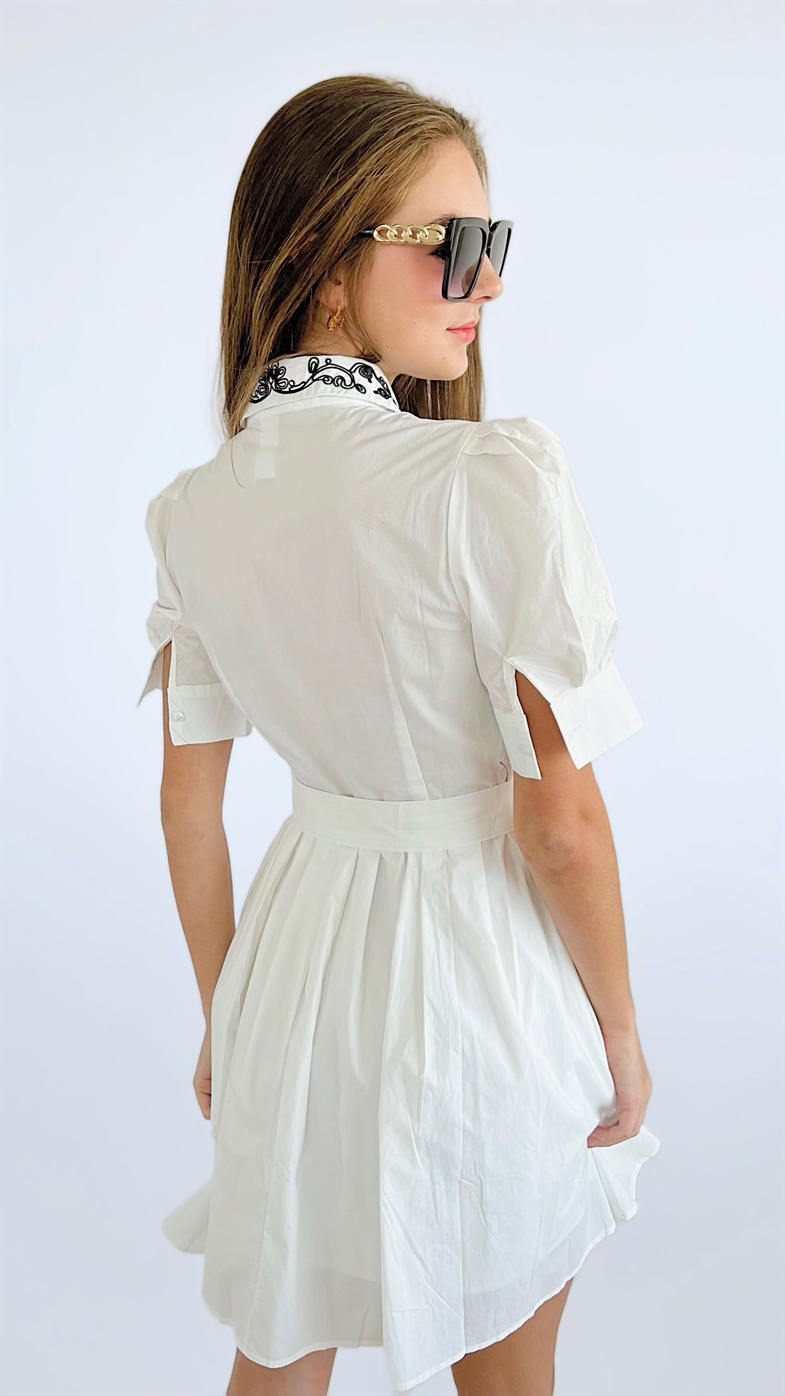 BEE-utiful Embroidery Dress-200 Dresses/Jumpsuits/Rompers-Rousseau-Coastal Bloom Boutique, find the trendiest versions of the popular styles and looks Located in Indialantic, FL