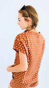 Polka Dot Taylor Top - Rust-110 Short Sleeve Tops-SEE AND BE SEEN-Coastal Bloom Boutique, find the trendiest versions of the popular styles and looks Located in Indialantic, FL