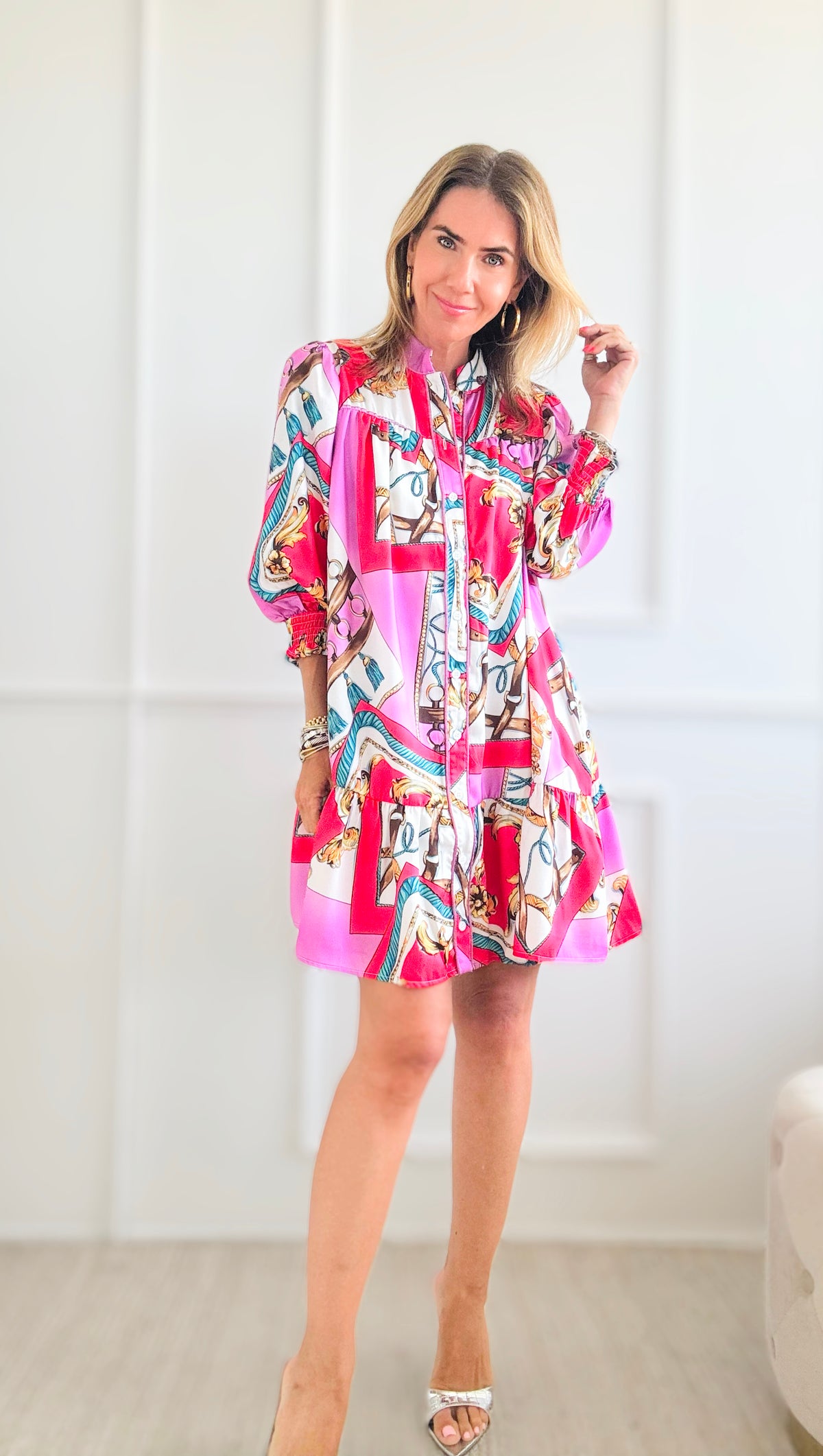 Chain Printed Ruffled Dress-200 Dresses/Jumpsuits/Rompers-Fate By LFD-Coastal Bloom Boutique, find the trendiest versions of the popular styles and looks Located in Indialantic, FL