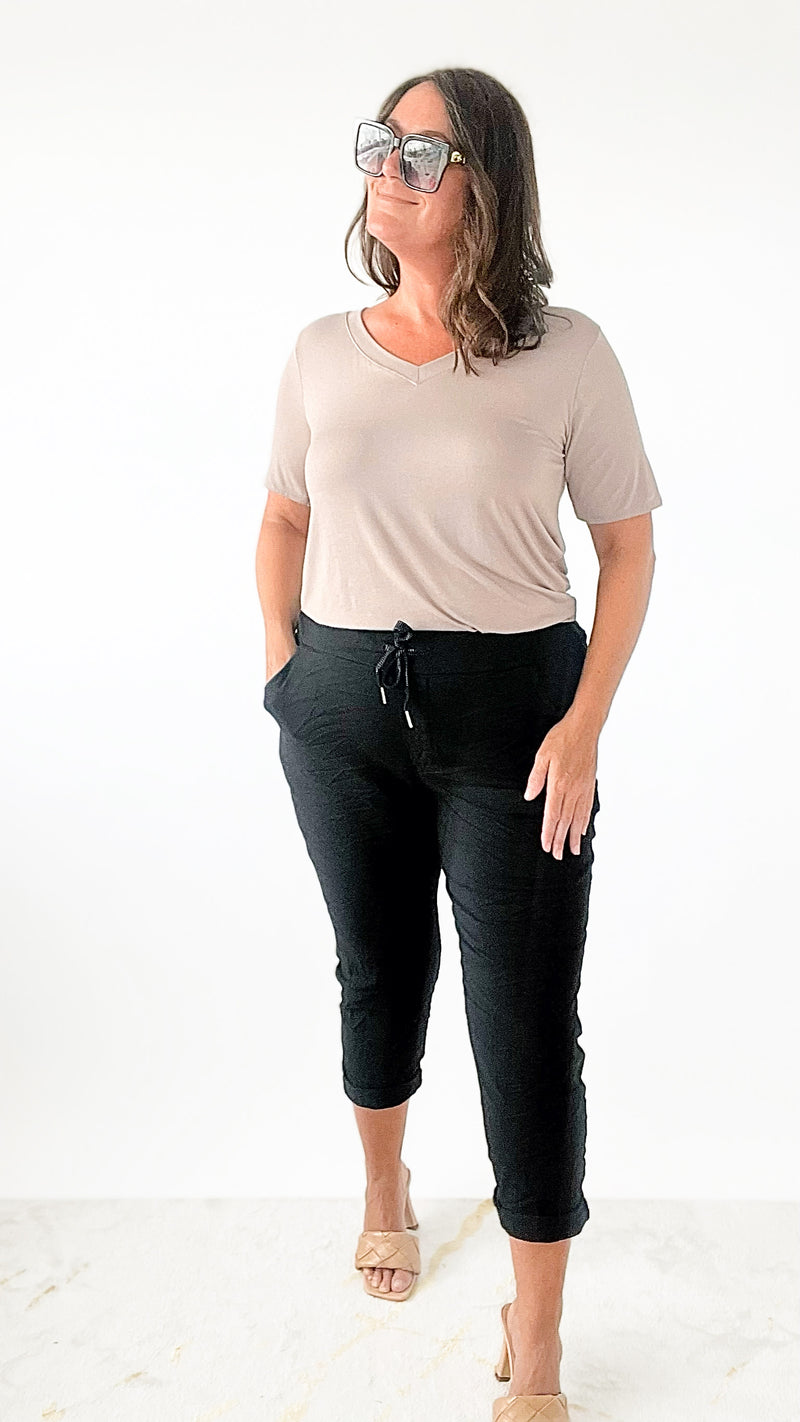 Curvy Love Endures Italian Jogger - Black-180 Joggers-Yolly-Coastal Bloom Boutique, find the trendiest versions of the popular styles and looks Located in Indialantic, FL