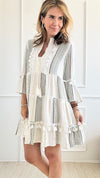 Boho Embellished Open Collar Dress-200 Dresses/Jumpsuits/Rompers-Fashion Fuse-Coastal Bloom Boutique, find the trendiest versions of the popular styles and looks Located in Indialantic, FL