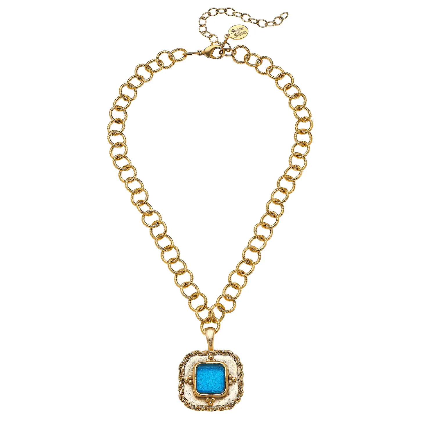 Turquoise French Chain Necklace - Susan Shaw-230 Jewelry-SUSAN SHAW-Coastal Bloom Boutique, find the trendiest versions of the popular styles and looks Located in Indialantic, FL