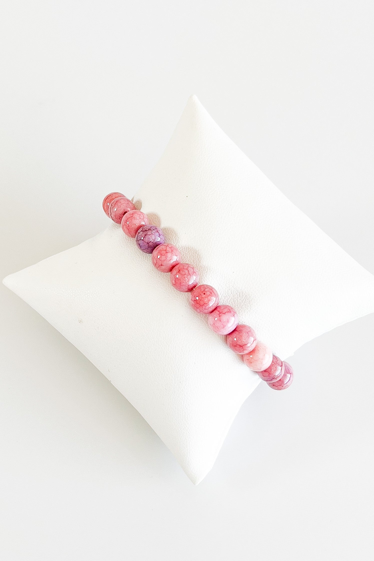 Marbled Beaded Bracelet - Coral-230 Jewelry-Wona Trading-Coastal Bloom Boutique, find the trendiest versions of the popular styles and looks Located in Indialantic, FL