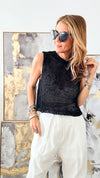Embellished Sleeveless Crop Sweater Top-100 Sleeveless Tops-Edit By Nine-Coastal Bloom Boutique, find the trendiest versions of the popular styles and looks Located in Indialantic, FL