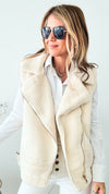 Solid Suede Faux Fur Vest - Cream-160 Jackets-ShopIrisBasic-Coastal Bloom Boutique, find the trendiest versions of the popular styles and looks Located in Indialantic, FL