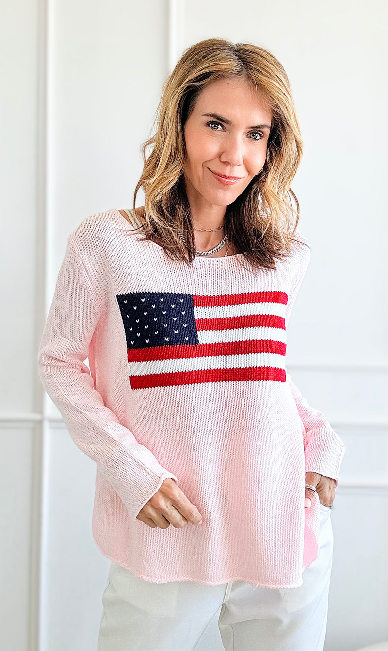 Flag Soft knit- Blush-140 Sweaters-Miracle-Coastal Bloom Boutique, find the trendiest versions of the popular styles and looks Located in Indialantic, FL