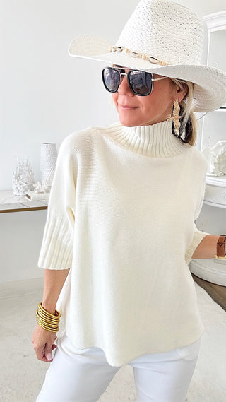 Break Free Italian Sweater Top - Ivory-140 Sweaters-Italianissimo-Coastal Bloom Boutique, find the trendiest versions of the popular styles and looks Located in Indialantic, FL