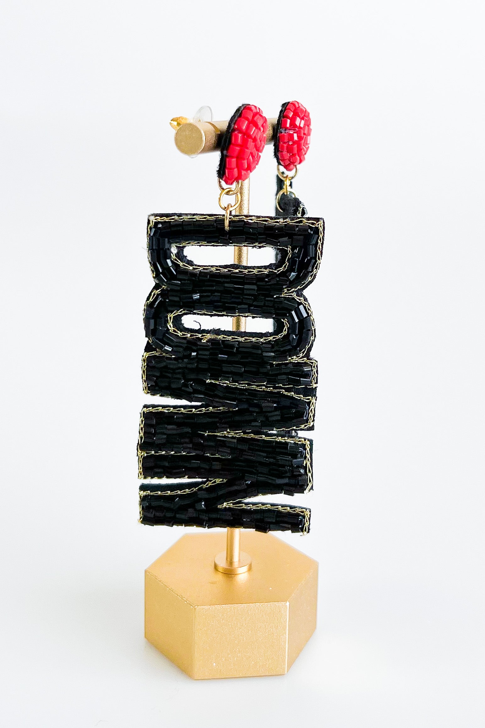 Touch D Earrings - Black/Red-230 Jewelry-Golden Stella-Coastal Bloom Boutique, find the trendiest versions of the popular styles and looks Located in Indialantic, FL
