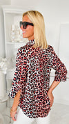 Everything Wild Button Down Blouse - Rust-110 Short Sleeve Tops-pastel design-Coastal Bloom Boutique, find the trendiest versions of the popular styles and looks Located in Indialantic, FL
